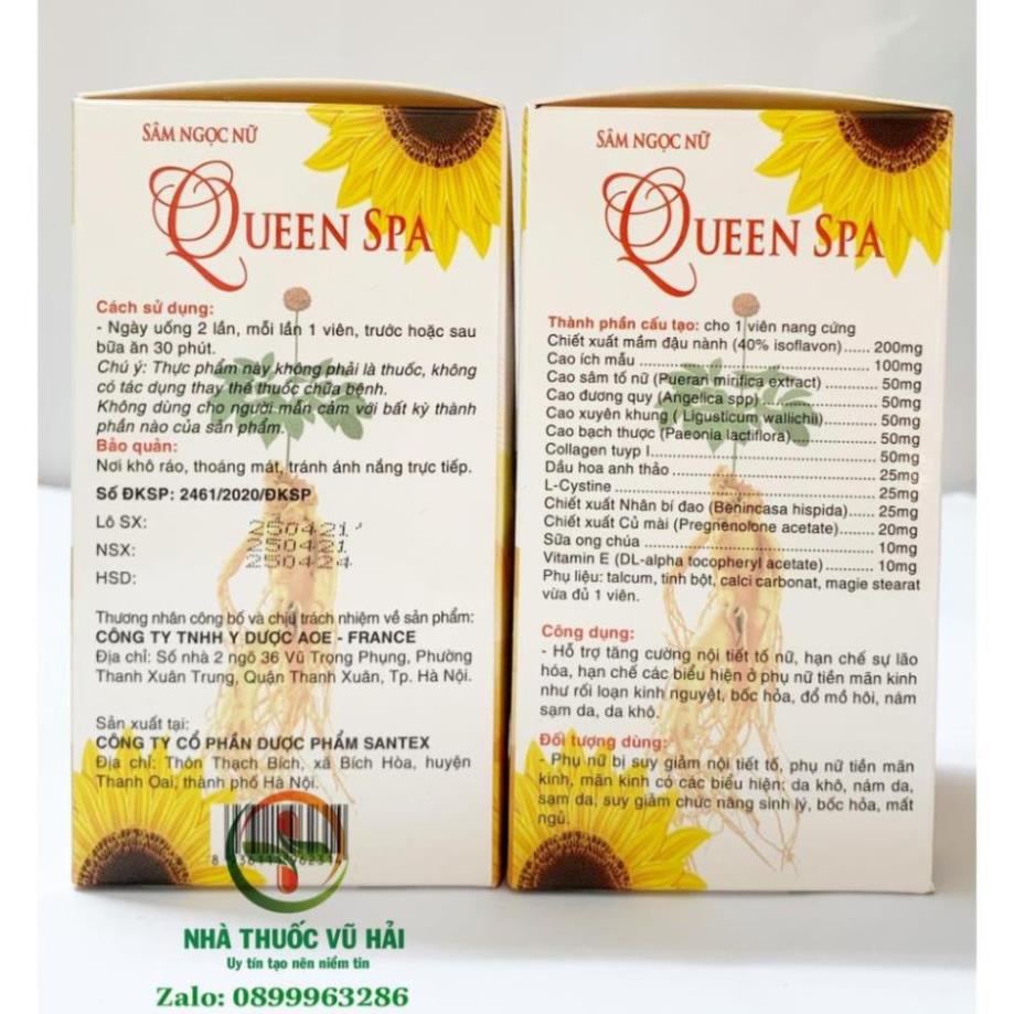 Viên uống đẹp da Sâm Ngọc Nữ QueenSpa bổ sung Collagen giảm nám sạm da - Chai 30 viên