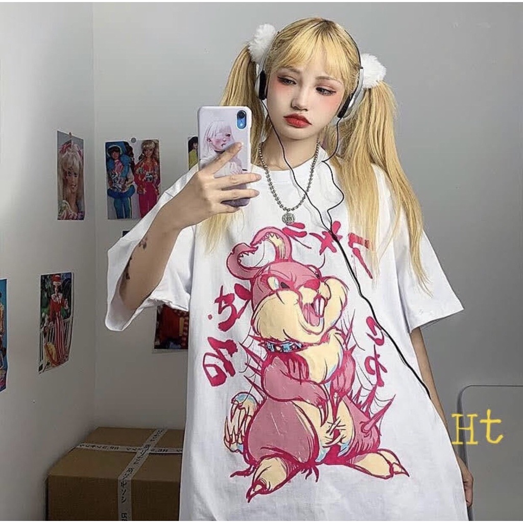 Áo phông thỏ hồng chữ nhật