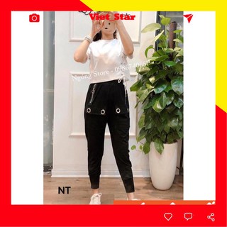 Quần jogger nữ túi hộp màu đen VST