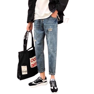 Quần Jean baggy nam VN CLO wash xanh rách - QJ070