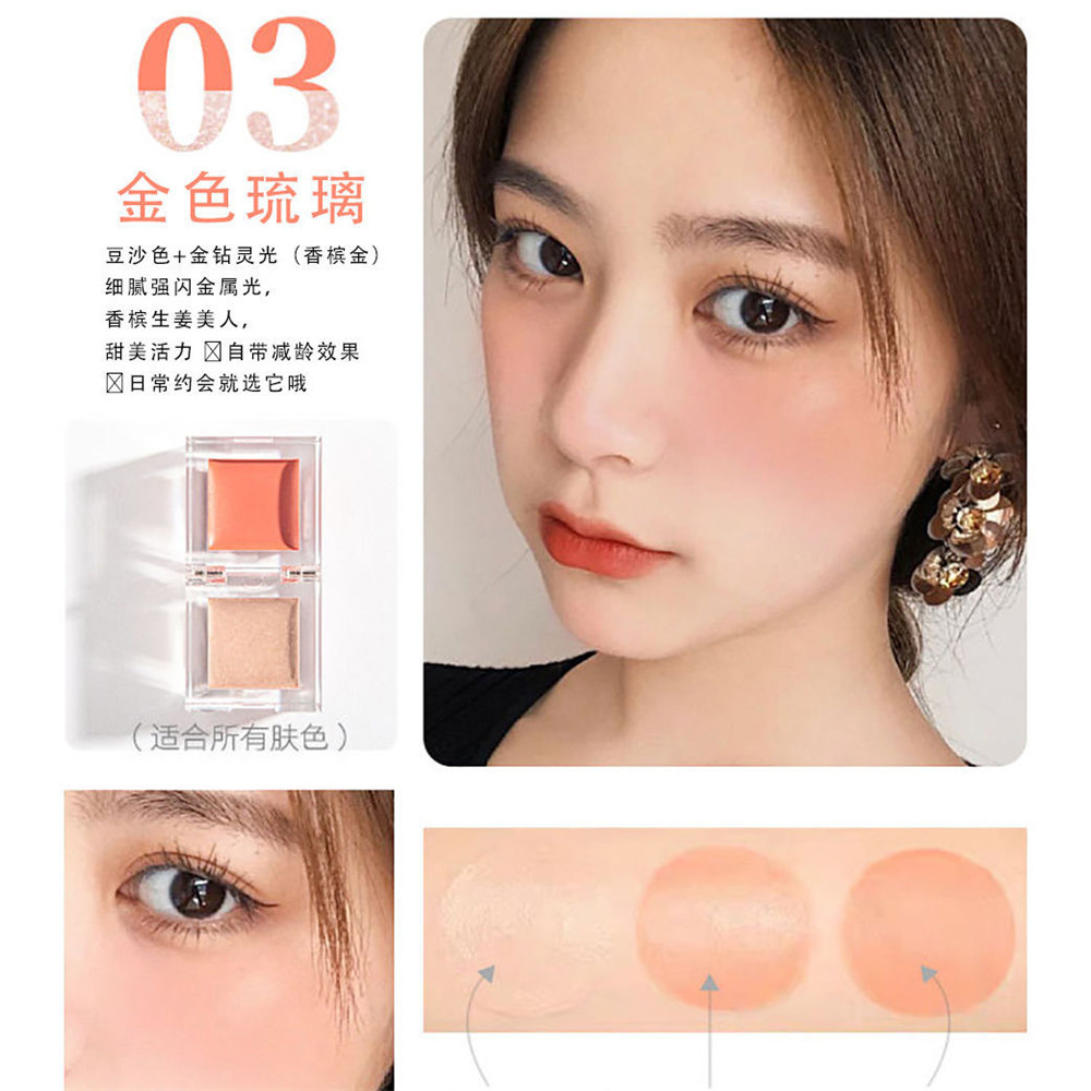 (Hàng Mới Về) Bảng Phấn Má Hồng Hai Màu Bắt Sáng Đa Năng Phong Cách Hàn Quốc | BigBuy360 - bigbuy360.vn