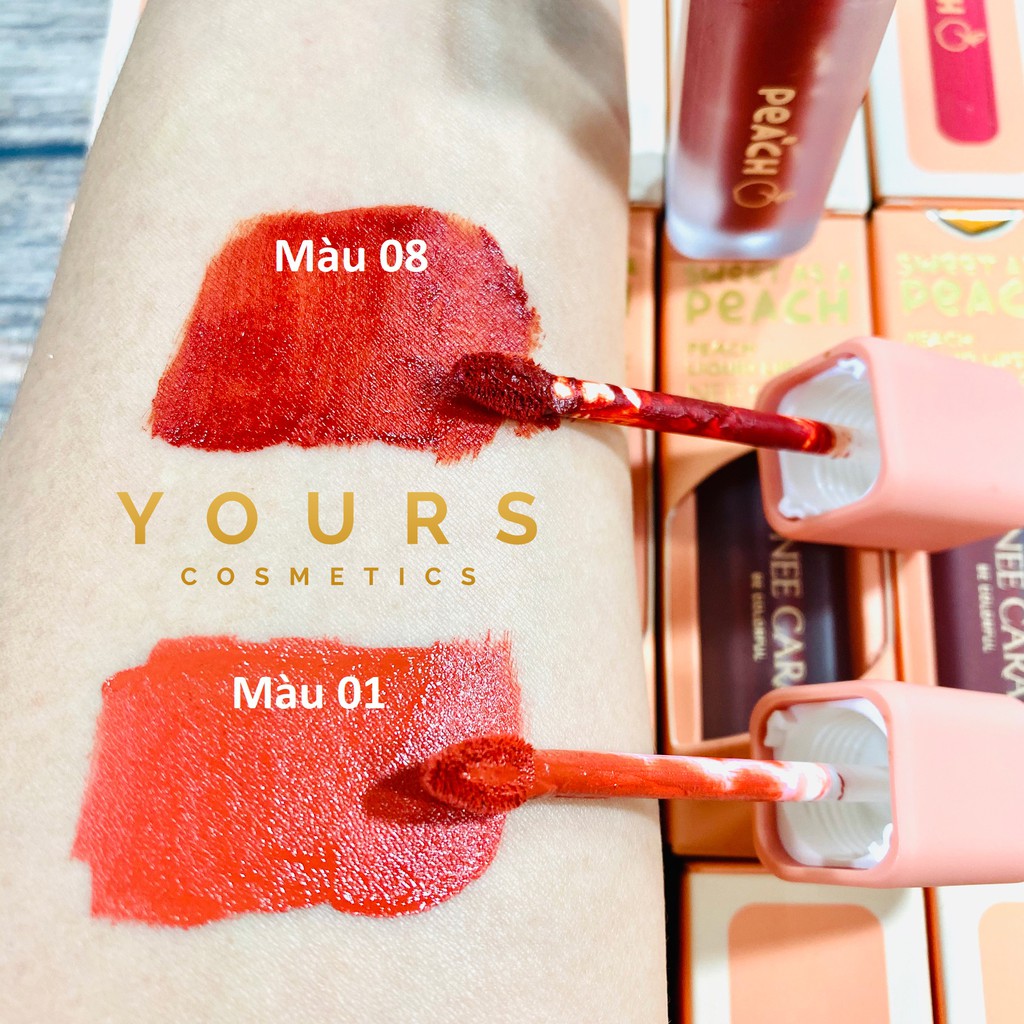 [Auth Thái] Son Kem Lì Nee Cara Peach Liquid Lipstick Màu Đỏ Hồng Cam N614 No.01