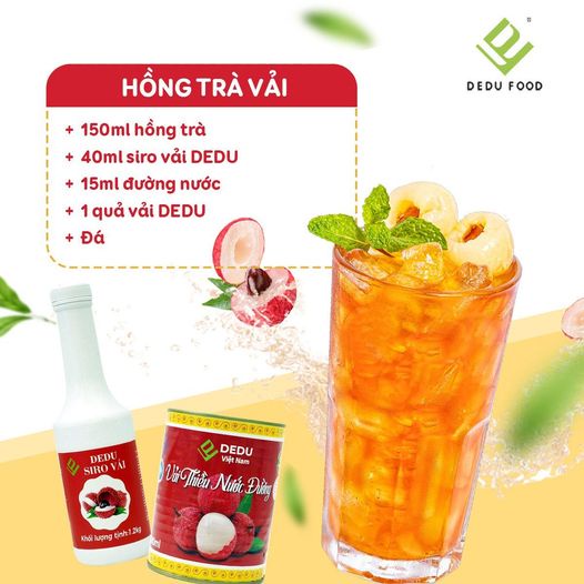 Vải thiều nước đường dedu/ Vải ngâm nước đường dedu 580ml