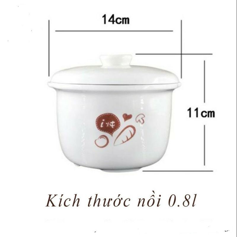 Nắp, xửng hấp, thố sứ, nồi nấu cháo Bear 0.8l - Phụ kiện chính hãng