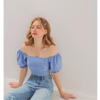 Áo croptop chấm bi tay bo 2 cách mặc nữ Air Space 2020121089