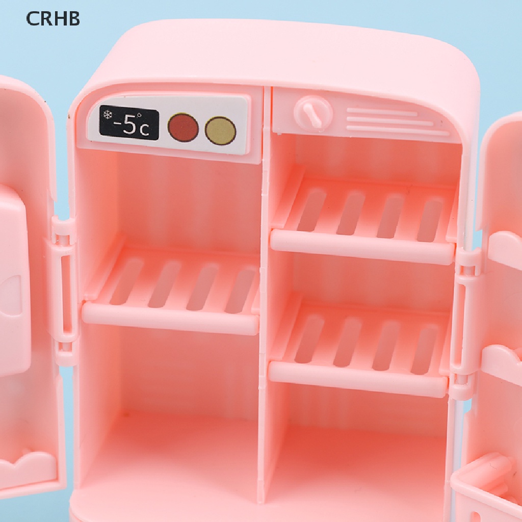 Tủ Lạnh Mini Màu Hồng Xinh Xắn Cho Nhà Búp Bê Tỉ Lệ 1 / 12 Mới