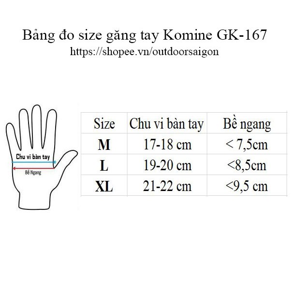 Găng tay lái xe Komine GK- 167- Gù bảo vệ bằng cacbon, chống mài mòn