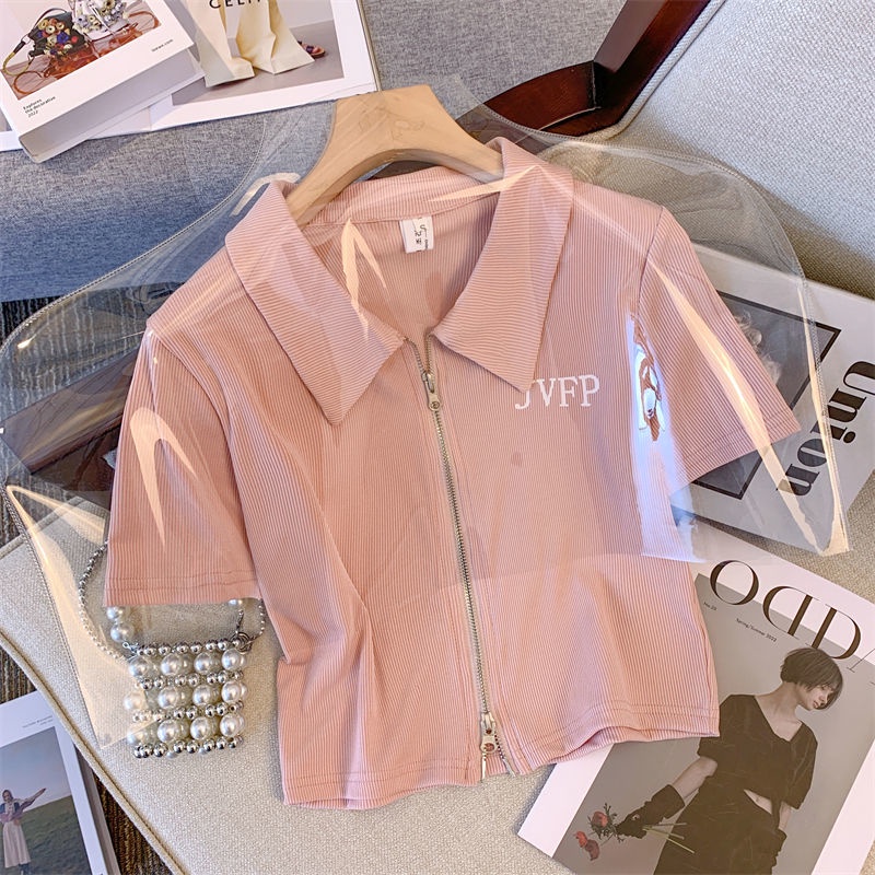 Áo polo Tay Ngắn Màu Hồng Ngọt Ngào Thời Trang Mùa Hè Hàng Mới Dành Cho Bạn Nữ