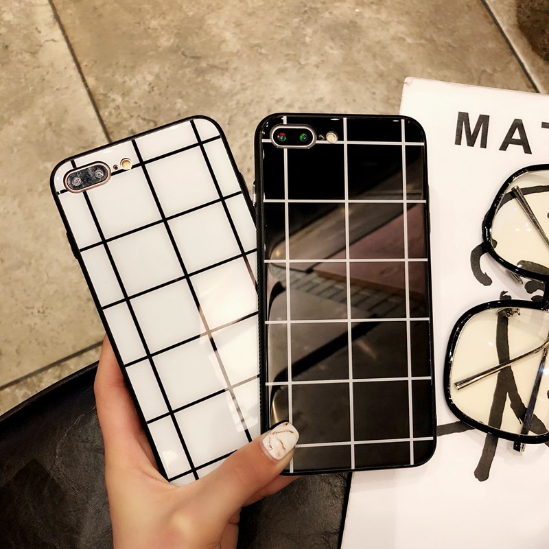 Ốp Iphone Lưng Kính hình Ô vuông dành cho ip 6 đến 14promax - k201