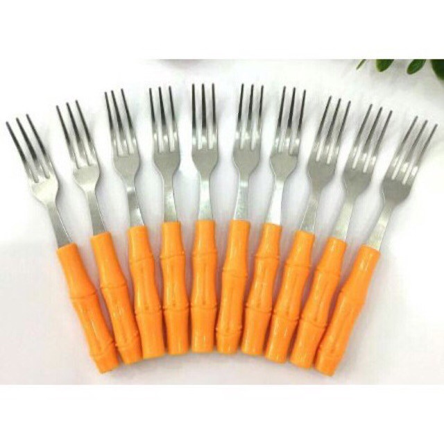 Set 10 dĩa xiên hoa quả có cán hình cây trúc