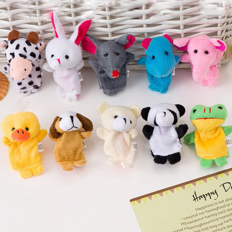 Set 10 món đồ chơi con rối đeo ngón tay kiểu dáng động vật hoạt hình cho trẻ em