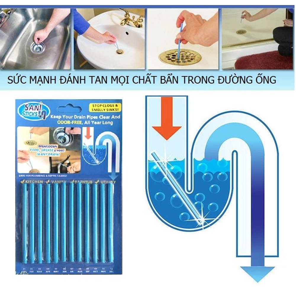 (Vỉ 12 que) thông tắc khử mùi cống - bồn cầu - bồn rửa mặt