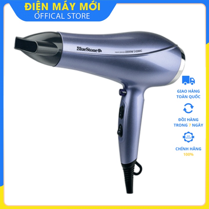 Máy sấy tóc tạo ion Bluestone HDB-1863 ( 2200W), có đầu sấy xoăn- Hàng chính hãng ,giao màu ngẫu nhiên (xanh, đen)