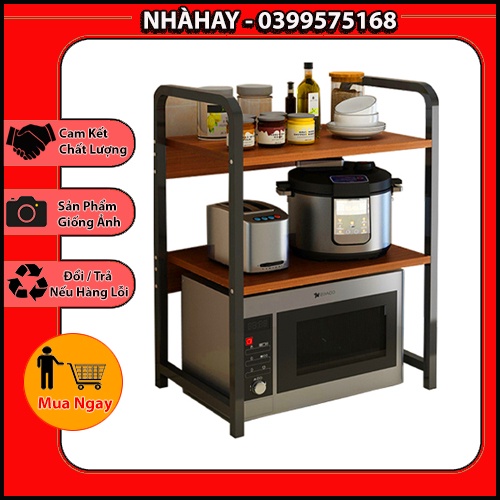 Kệ Bếp Đa Năng Đựng Gia Vị Gỗ Đẹp,Kệ Để Lò Vi Sóng Hai Tầng Khung Kim Loại Chắc Chắn