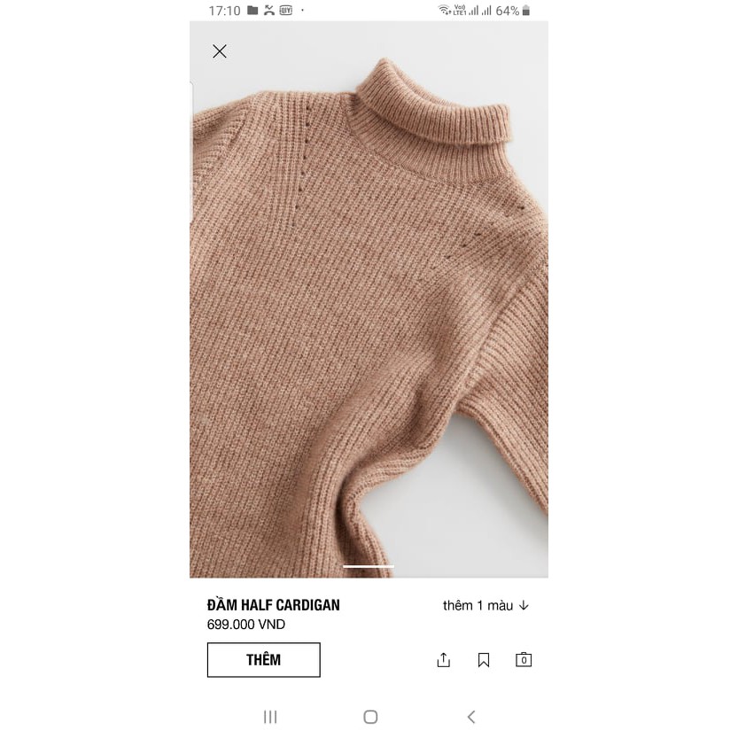 Đầm len Zara nâu cổ lọ