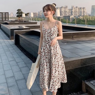 Đầm hai dây hoa