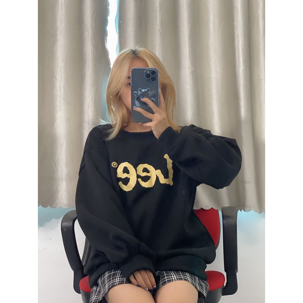 Áo sweater nỉ bông dáng rộng tay bồng dày dặn free size LEE