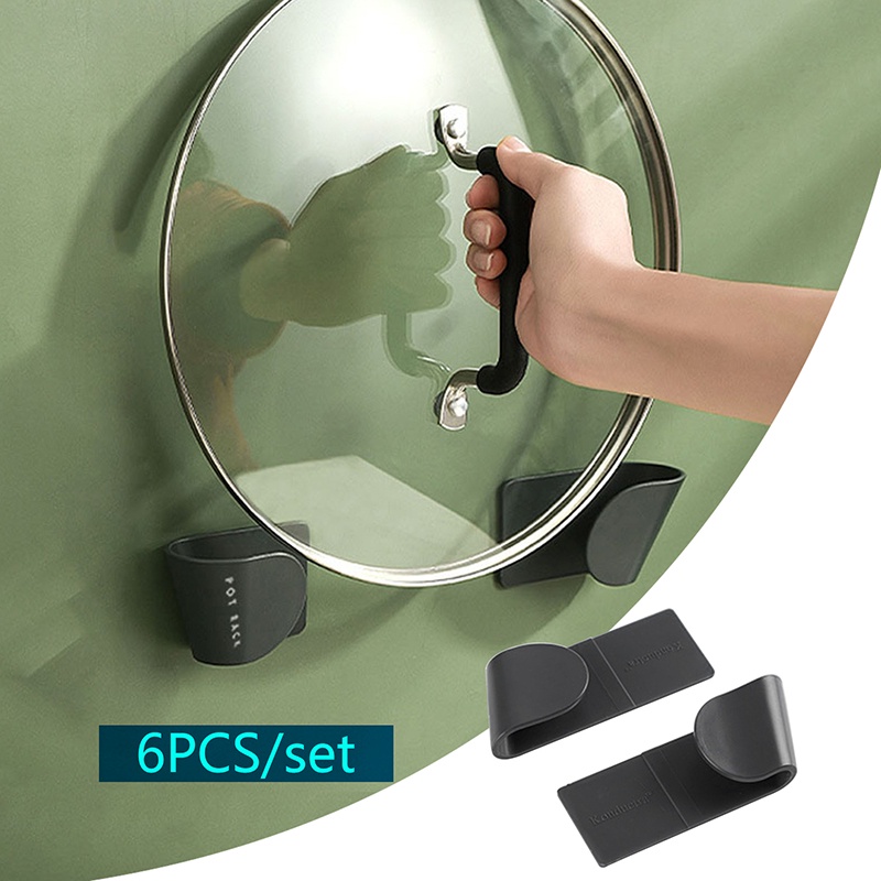 Hot sale 6pcs / set wall-mounted pot lid rack multi-function kitchen storage holder
