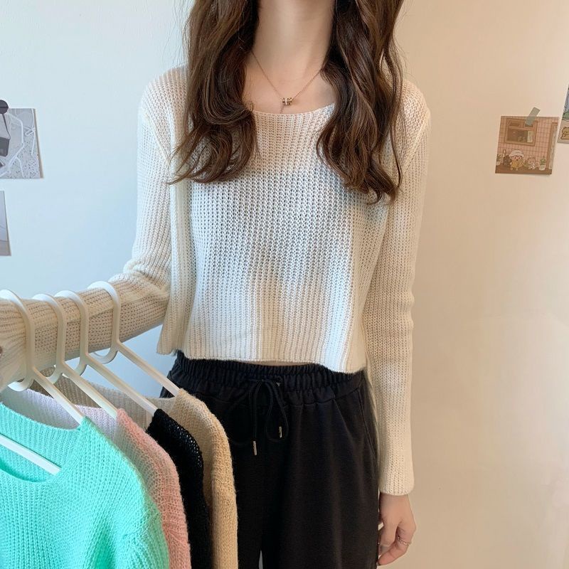 Áo Dệt Kim Tay Dài Cổ Tròn Dáng Rộng Thời Trang Hàn Quốc 2022