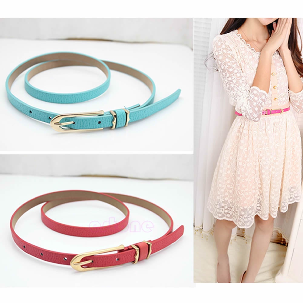 Thắt Lưng Da Bản Nhỏ Phối Khóa Thời Trang Cho Nữ
