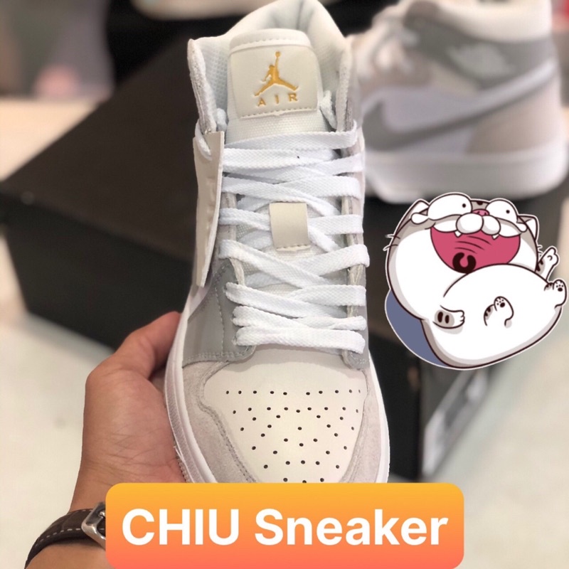 [ CHIU Sneaker ] Giày Sneaker jd1 cổ cao paris hàng độc da full da bò thật Jordan cổ cao trắng