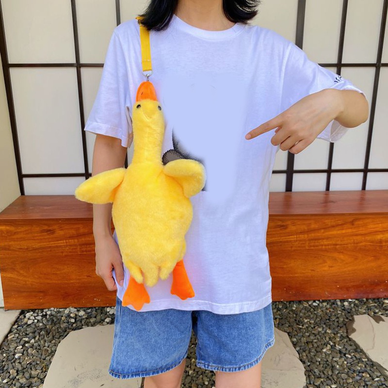 Túi Đeo Chéo Hình Chú Ngỗng Hoạt Hình Nhồi Bông Đáng Yêu Dành Cho Nữ