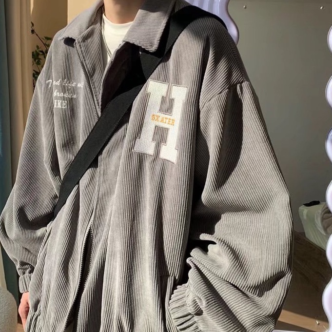 Áo khoác nhung thời trang cá tính simple áo bomber nỉ nam phong cách hàn quốc áo varsity jacket unisex varsity jacket retro áo khoác dây kéo