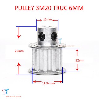 Puly Căng Đai 3M 20 Răng Bản Rộng Đai 12mm