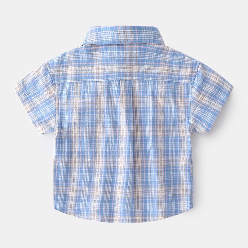 Áo Sơ Mi Cộc Tay Kẻ Caro Bé trai Mặc Mùa Hè bảng Size 7-25kg