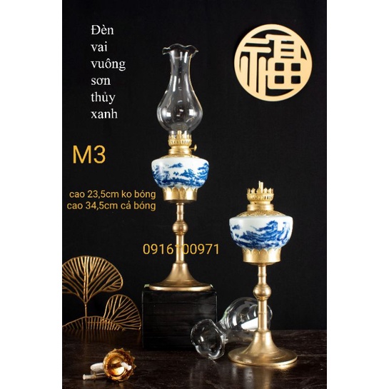 Đèn xanh bọc đồng sứ Bát Tràng