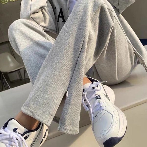 Quần ống rộng Mỏng Màu Xám Thời Trang Mùa Đông Mới Cho Nữ