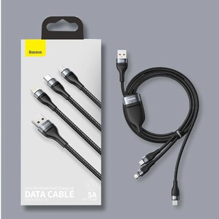 Cáp sạc nhanh 3 đầu baseus flash charging 3in1 type c/ ln/ micro, 5a/66w, dài 1. - phụ kiện 1986