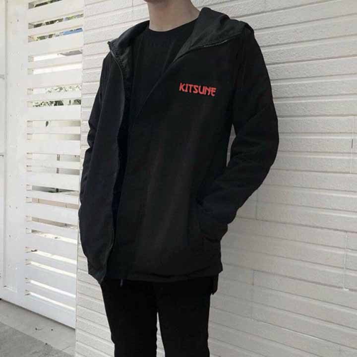 ❤️ 2 LỚP - KHÓA TÚI ❤️ ÁO KHOÁC GIÓ 2 LỚP KHÓA TÚI CÓ NÓN - ÁO KHOÁC DÙ NAM NỮ IN HỌA TIẾT NỘI BẬT MÀU ĐEN