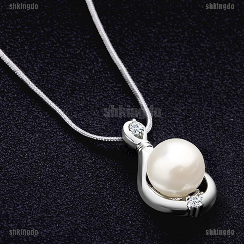 Dây Chuyền Mạ Bạc Đính Hạt Giả Ngọc Trai