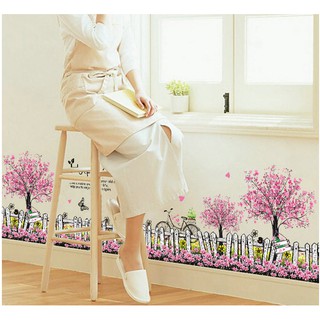 Decal  Dán Chân Tường Hoa Cây Tím