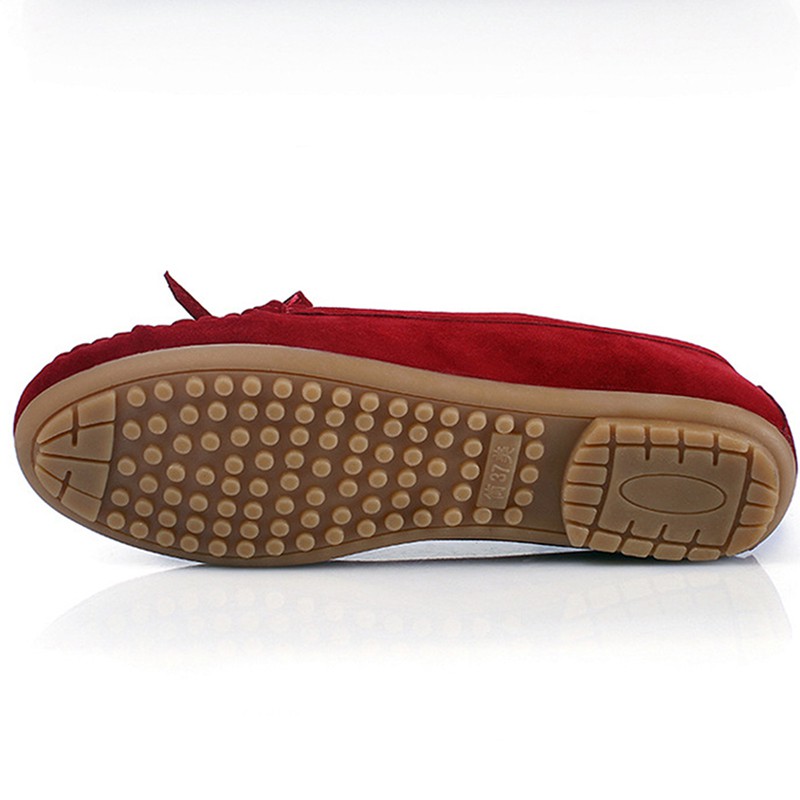 GCGCTOP Size 35-40 Womens Bow Tassel Suede Shallow Slip On Soft Flats Shoes