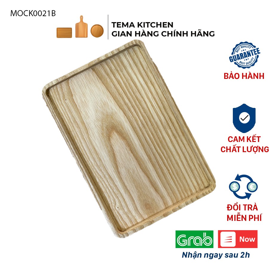 Khay gỗ decor Tema Kitchen đựng đồ ăn tiện lợi - Khay gỗ tần bì tự nhiên hình chữ nhật đáng yêu