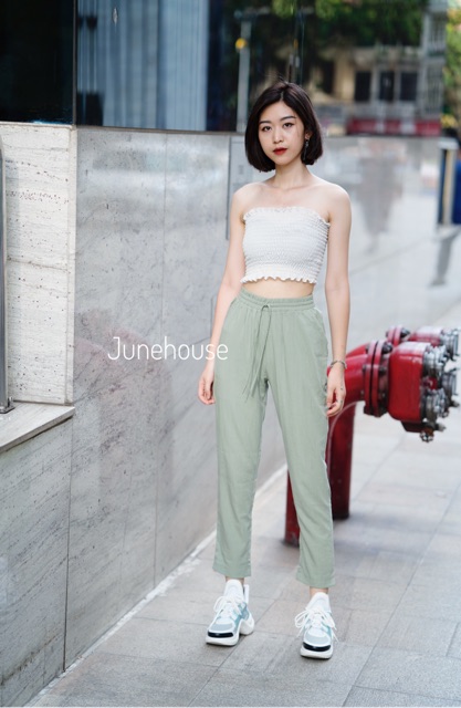 Quần đũi hãng JUNE dáng baggy nữ cạp chun