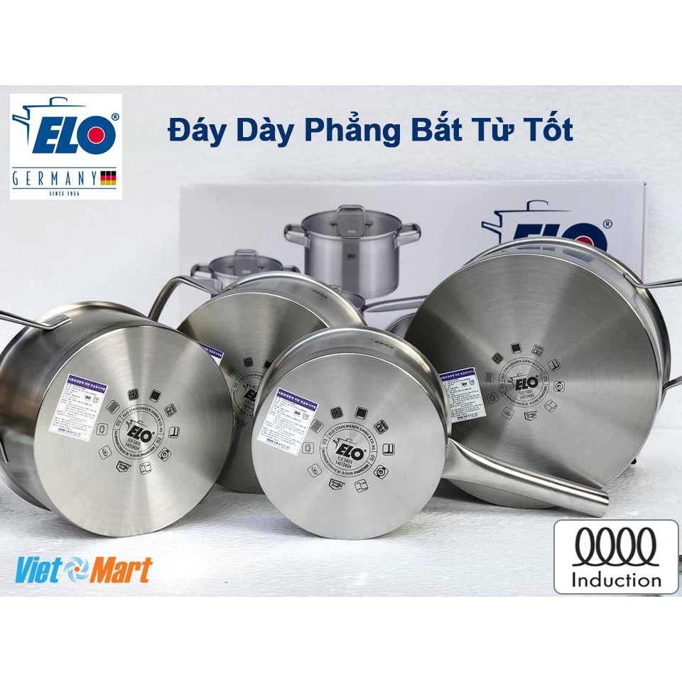 Bộ Nồi Bếp Từ Elo Smart Collection Inox 304 Cao Cấp Nhập Khẩu Đức 4 Chiếc Nắp Kính