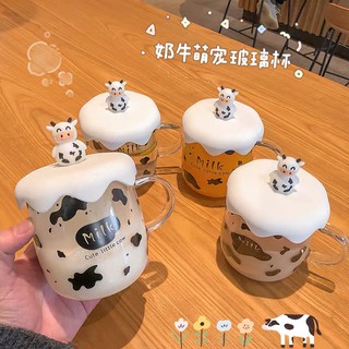Cốc Nước Bò Sữa Thuỷ Tinh Cute