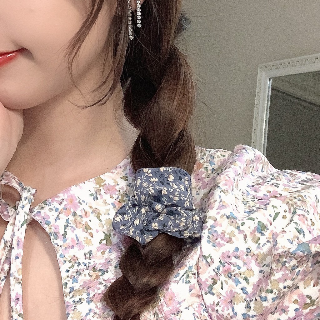 Dây cột tóc họa tiết hoa xinh xắn phong cách Hàn Quốc