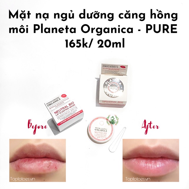 Mặt nạ ngủ môi Planeta Organica Neutral Bio Pure dưỡng môi căng hồng, ẩm mượt