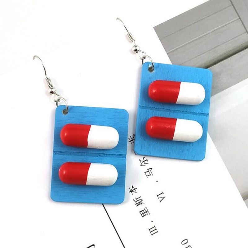 Earrings Khuyên tai thiết kế hình viên thuốc độc đáo màu sắc dễ thương