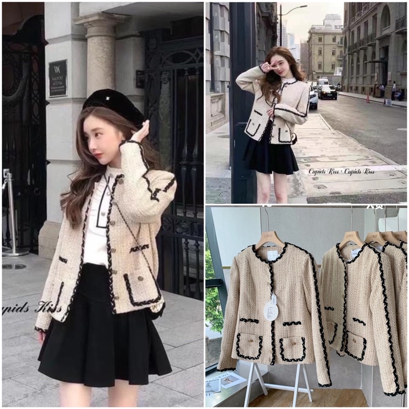 Áo dạ Tweed nữ Hàn Quốc viền thừng (Hàng có sẵn) ẢNH THẬT - Áo khoác nữ đẹp sang chảnh ulzzang style - HÀNG MỚI VỀ