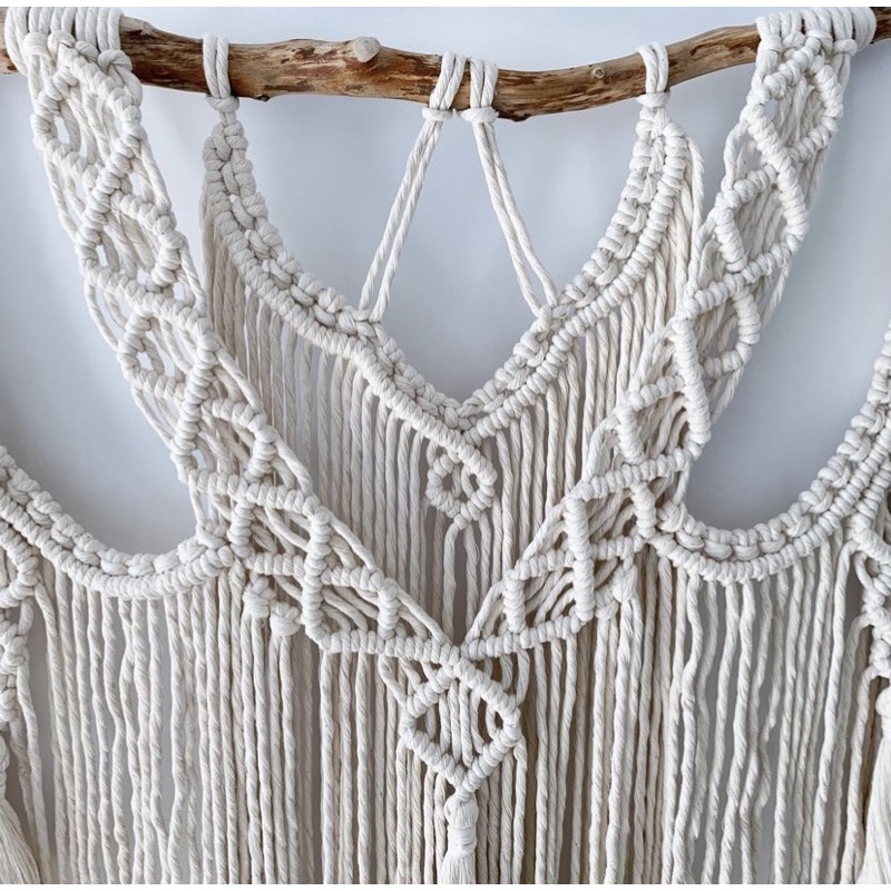 Thảm/rèm dây thừng macrame treo tường trang trí.