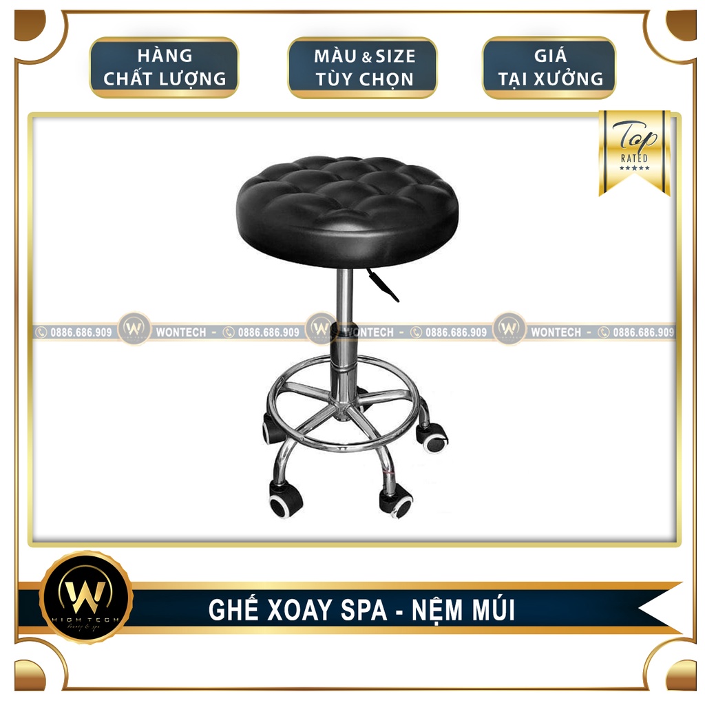 [WONTECH - NOW SHIP] Ghế spa xoay tăng giảm inox nệm múi.