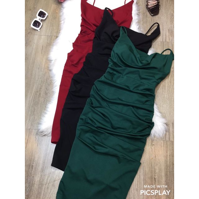 ĐẦM BODY PHI LỤA CỔ ĐỔ CAO CẤP(Hình thật trải sàn)