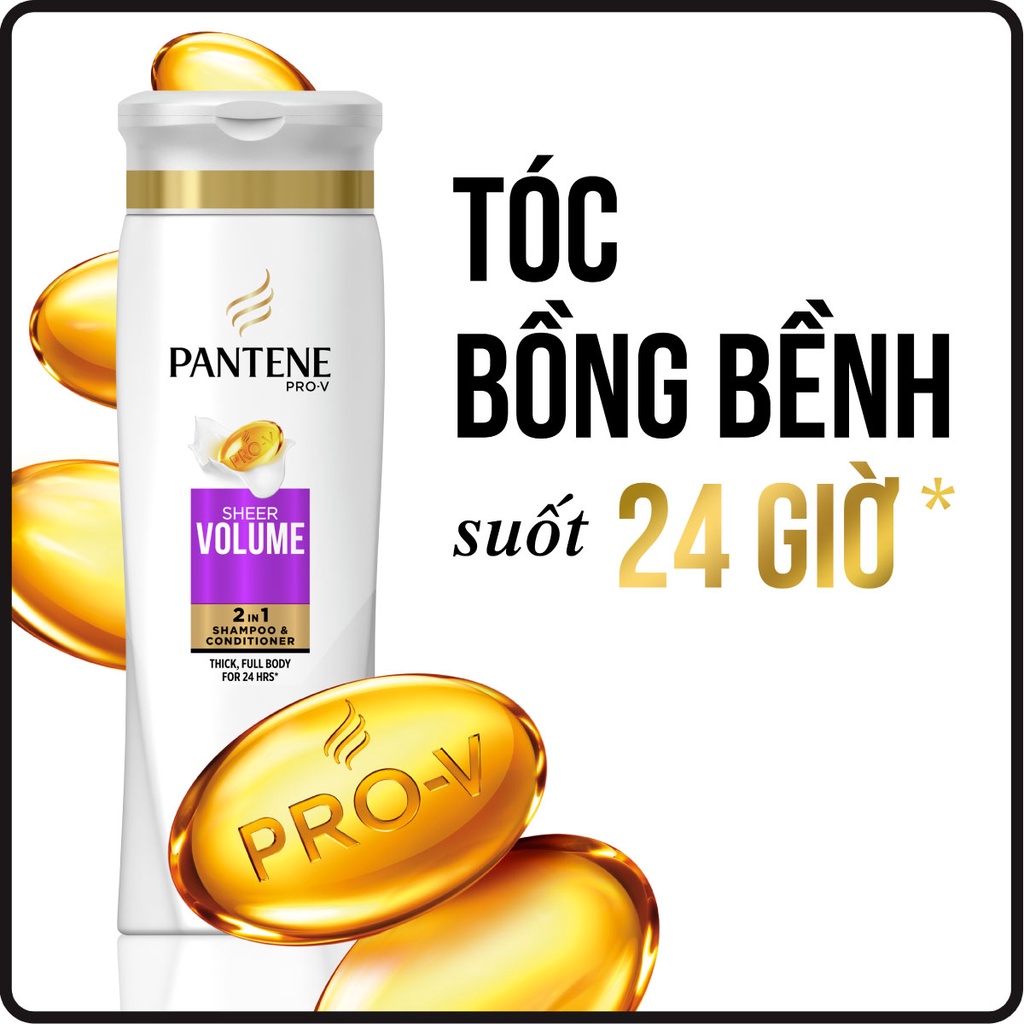 Dầu xả&gội 2in1 ngăn gãy rụng tóc dưỡng ẩm da đầu làm dày tự nhiên Pantene Pro V 375ml chính hãng Mỹ nhiều mùi hương