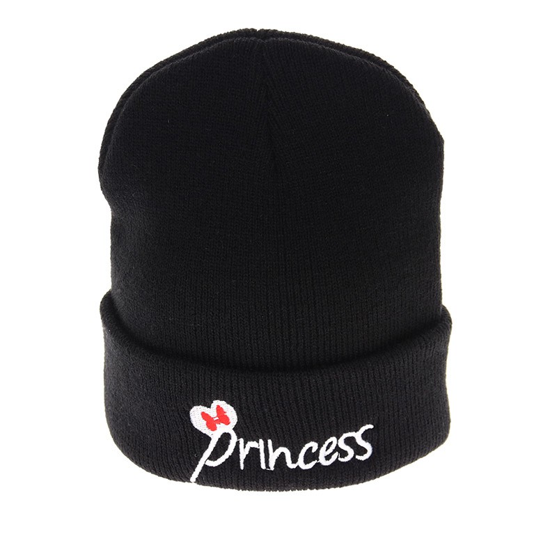 Mũ chỏm thêu chữ prince/ princess thời trang mùa đông dành cho bé gái
