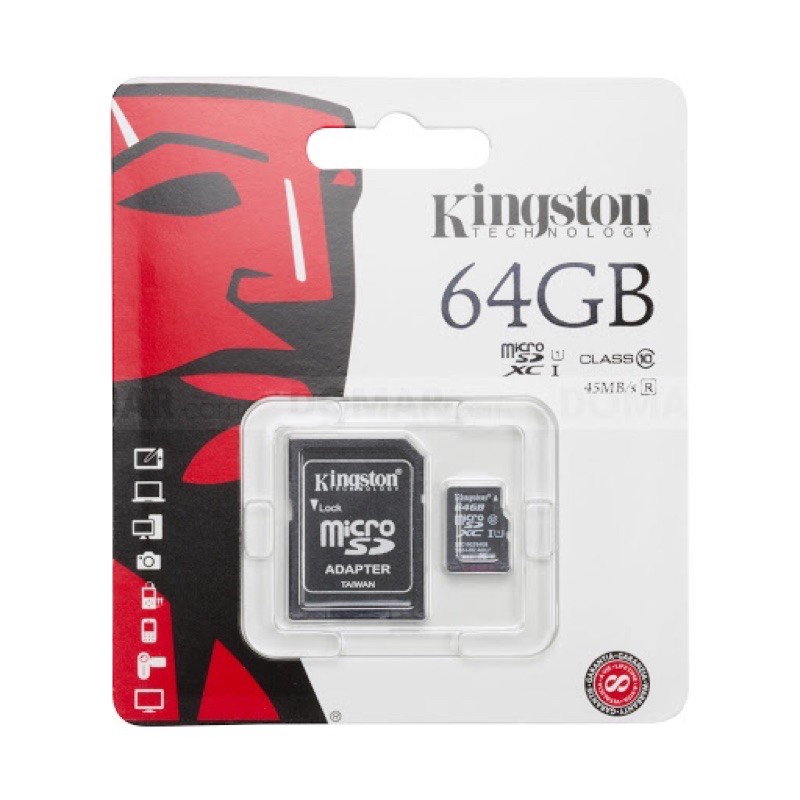 [Mã ELFLASH5 giảm 20K đơn 50K] [SALE 10%] Thẻ nhớ nhỏ MicroSD Kingston 32Gb, 64Gb Class 10 tốc độ 45MB/s